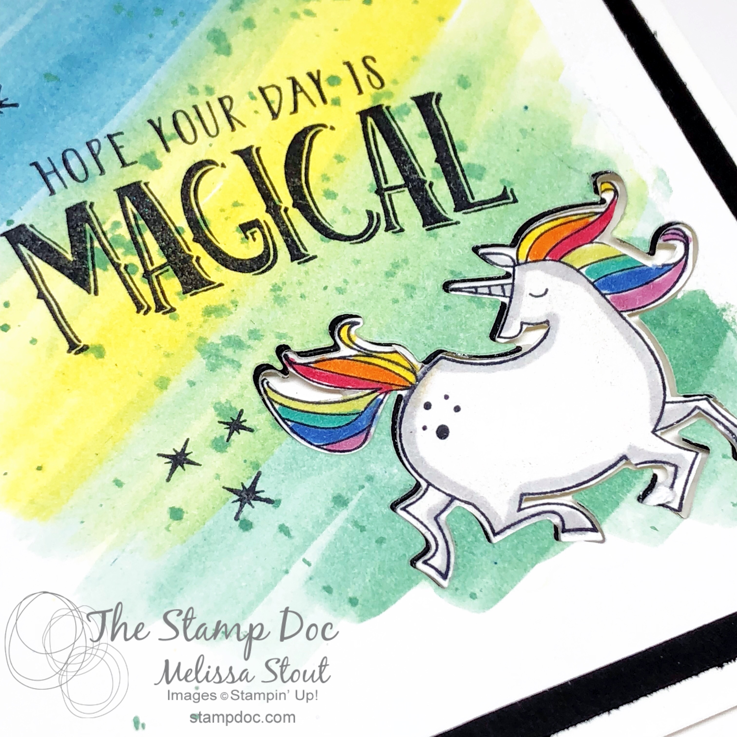 Magical Day Unicorn Birthday Card Featuring Brusho